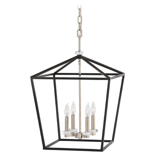 Hinkley Stinson 4-Light Black & Polished Nickel Chandelier by Hinkley Lighting 3536BK
