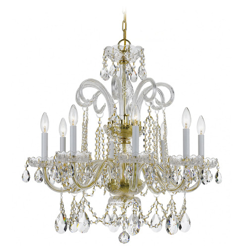 Crystorama Lighting Crystorama Lighting Traditional Crystal Polished Brass Crystal Chandelier 5008-PB-CL-SAQ