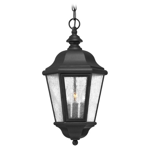 Hinkley Traditional LED Seeded Glass Black Outdoor Hanging Light by Hinkley Lighting 1672BK-LL