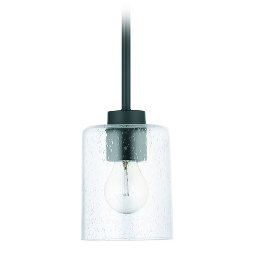 HomePlace by Capital Lighting Greyson 4.75-Inch Matte Black Pendant with Clear Seeded Glass by HomePlace by Capital Lighting 328511MB-449