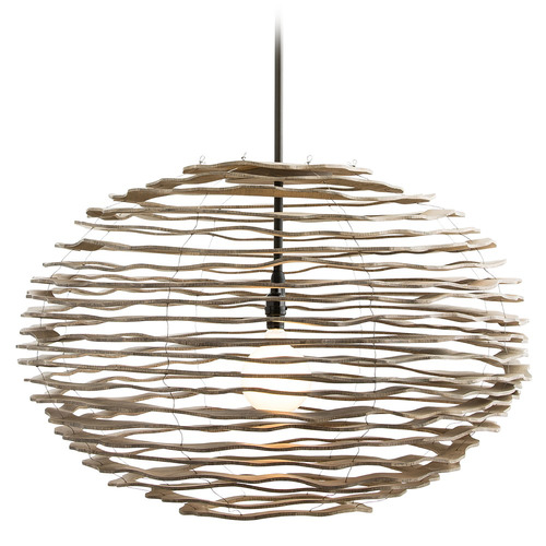 Arteriors Home Lighting Rook 24-Inch Small Pendant in Natural Stained Wood by Arteriors Home 45101