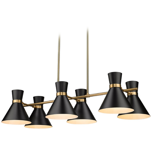 Z-Lite Soriano Matte Black & Heritage Brass Linear Light by Z-Lite 728-6L-MB-HBR