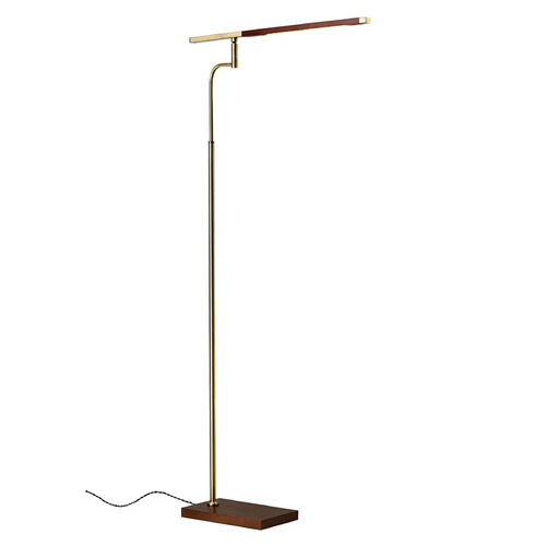 Adesso Home Lighting Adesso Home Barrett Antique Brass and Walnut Wood LED Swing Arm Lamp 3047-15