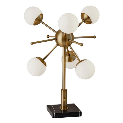 Adesso Home Lighting Adesso Home Doppler Antique Brass and Black Marble LED Table Lamp with Globe Shade 4270-21
