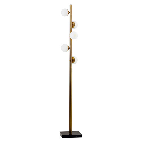 Adesso Home Lighting Adesso Home Doppler Antique Brass and Black Marble LED Floor Lamp with Globe Shade 4272-21