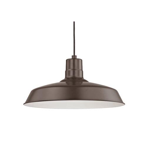 Recesso Lighting by Dolan Designs Bronze Cord Hung Pendant Barn Light with 16-Inch Shade BL-PEND16-BZ