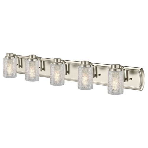 Design Classics Lighting Transitional Textured Glass 5-Light Bathroom Light in Satin Nickel 1205-09 GL1060C