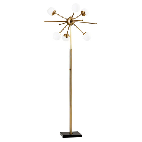 Adesso Home Lighting Adesso Home Doppler Antique Brass and Black Marble LED Floor Lamp with Globe Shade 4271-21