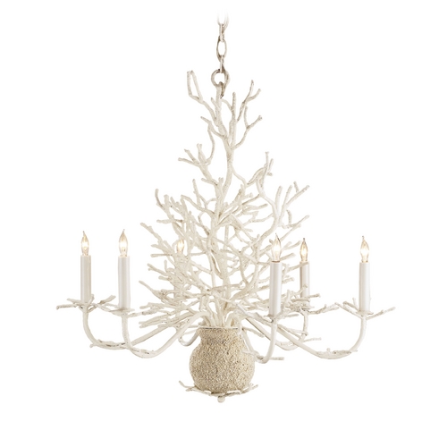 Currey and Company Lighting Seaward 29-Inch Chandelier in White Coral/Natural Sand by Currey & Co 9218