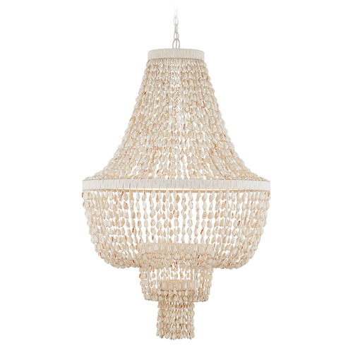 Currey and Company Lighting Currey and Company Cybele Natural & Pearlized White & White LED Chandelier 9000-1242