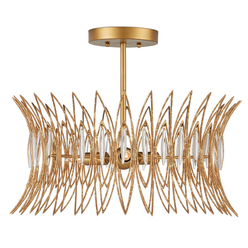 Currey and Company Lighting Currey and Company Marquise Clear & Luxor Gold Semi-Flushmount Light 9000-1325