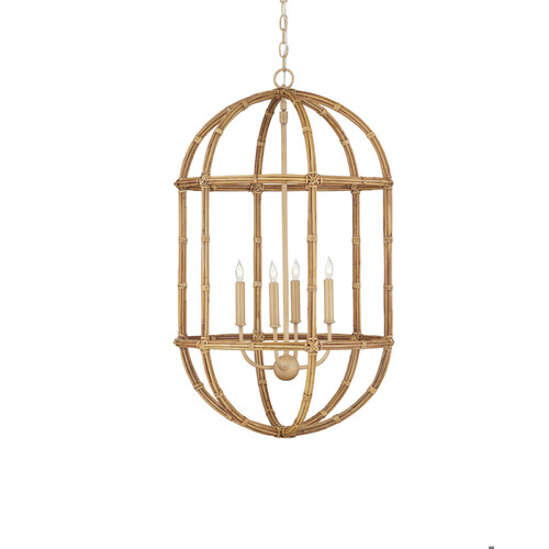 Currey and Company Lighting Charrette Lantern in Natural & Saddle Tan by Currey & Company 9000-1246
