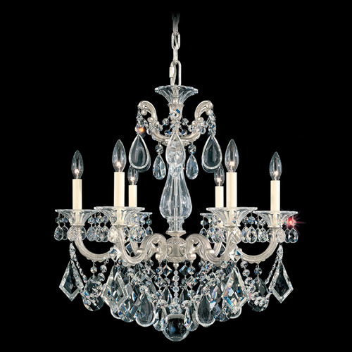Schonbek Lighting Schonbek Worldwide Lighting La Scala Antique Silver Crystal Chandelier 5072-48R