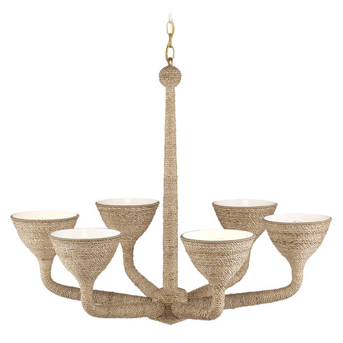 Currey and Company Lighting Currey and Company Marbella Natural & Contemporary Gold & Sugar White Chandelier 9000-1248