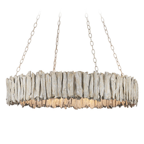 Currey and Company Lighting Currey and Company Driftwood Whitewash Chandelier 9000-1249