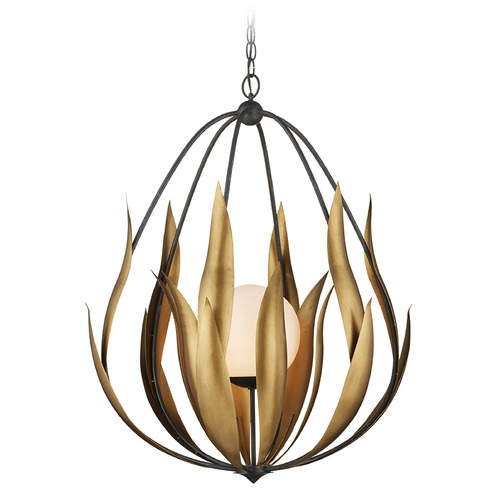 Currey and Company Lighting Currey and Company Endymion Aged Steel & Brass Chandelier 9000-1250