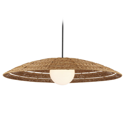 Currey and Company Lighting Currey and Company Barbary Natural All-Weather Wicker & Black Outdoor Hanging Light 9500-0018