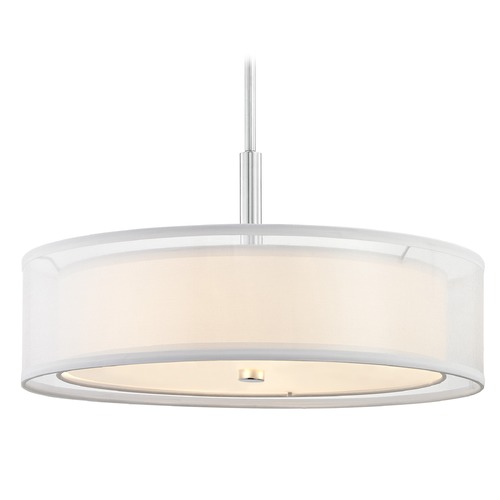 Design Classics Lighting Pendant Light White Drum Shade Chrome 1809-26