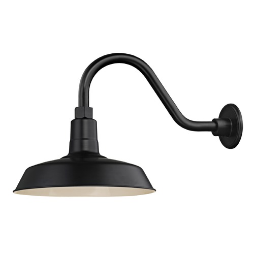 Recesso Lighting by Dolan Designs Outdoor Gooseneck Barn Light with 12-Inch Shade Black BL-ARMC-BLK/SH12-BLK