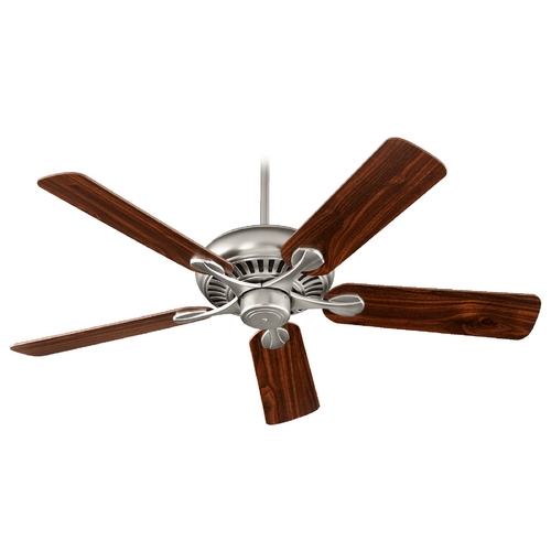 Quorum Lighting 52-Inch Pinnacle Satin Nickel Fan with Nickel/Walnut Blades by Quorum Lighting 91525-65