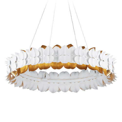 Currey and Company Lighting Currey and Company Aventine Gesso White & Contemporary Gold LED Chandelier 9000-1253