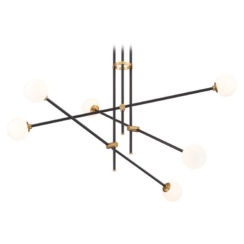 George Kovacs Lighting Cosmet 6-Light Coal & Brass Chandelier by George Kovacs P8151-681