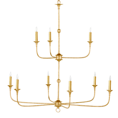 Currey and Company Lighting Currey and Company Nottaway Contemporary Gold Leaf & Gold Chandelier 9000-1254