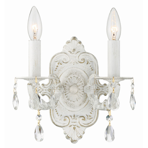 Crystorama Lighting Crystorama Lighting Paris Market Antique White Sconce 5022-AW-CL-SAQ