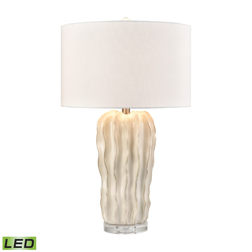 Elk Lighting Elk Lighting Genesee White Glazed & Clear LED Table Lamp with Drum Shade S0019-11140-LED