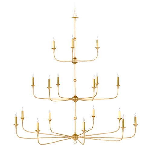 Currey and Company Lighting Currey and Company Nottaway Contemporary Gold Leaf & Gold Chandelier 9000-1255