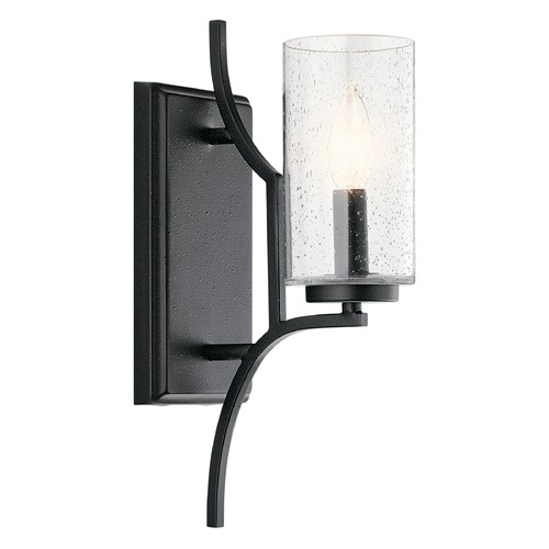 Kichler Lighting Seeded Glass Sconce Black Vara by Kichler Lighting 44070DBK