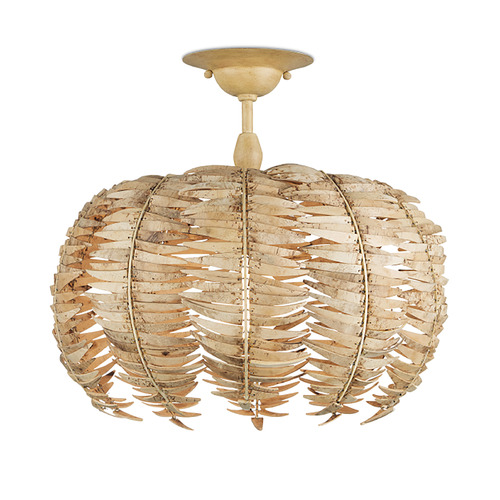 Currey and Company Lighting Currey and Company Tiptur Natural & Coco Cream LED Semi-Flushmount Light 9000-1258