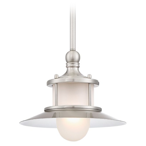 Quoizel Lighting Quoizel Lighting Nautical Brushed Nickel Mini-Pendant Light with Coolie Shade NA1510BN