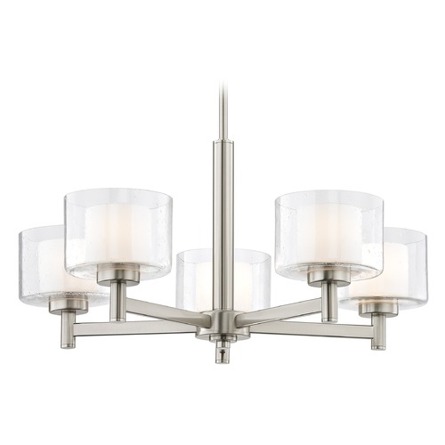 Design Classics Lighting Marion 5-Light Chandelier in Satin Nickel with White and Seeded Glass 2945-09