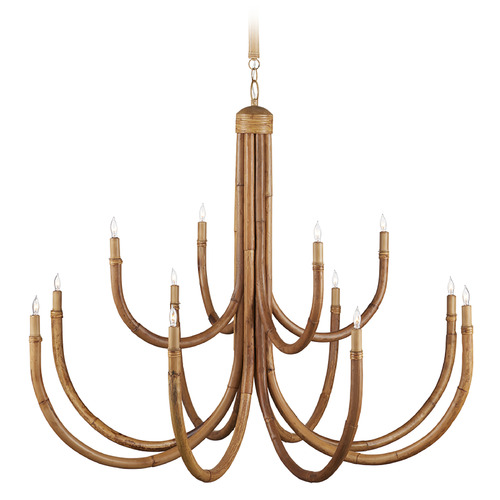 Currey and Company Lighting Currey and Company Samsara Natural & Saddle Tan Chandelier 9000-1266