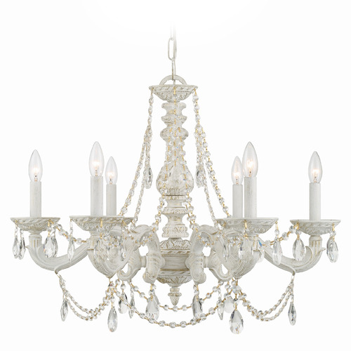 Crystorama Lighting Crystorama Lighting Paris Market Antique White Crystal Chandelier 5026-AW-CL-I