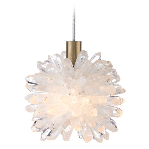 Currey and Company Lighting Currey and Company Purity Brass Mini-Pendant Light with Abstract Shade 9000-1269