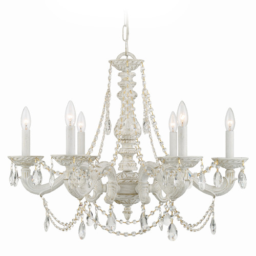 Crystorama Lighting Crystorama Lighting Paris Market Antique White Crystal Chandelier 5026-AW-CL-S