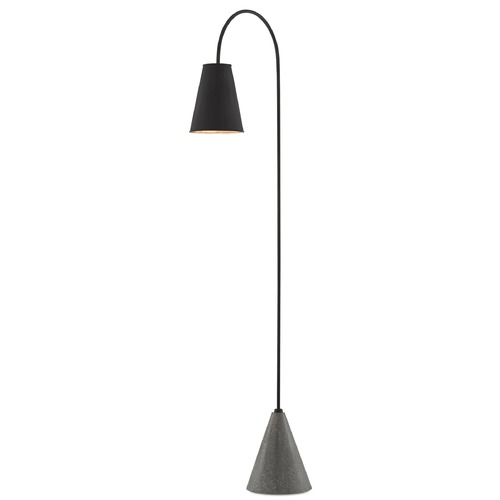 Currey and Company Lighting Lotz Floor Lamp in Black Iron/Silver Leaf/Polished Concrete by Currey  8000-0070