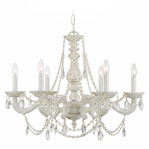 Crystorama Lighting Crystorama Lighting Paris Market Antique White Crystal Chandelier 5026-AW-CL-SAQ