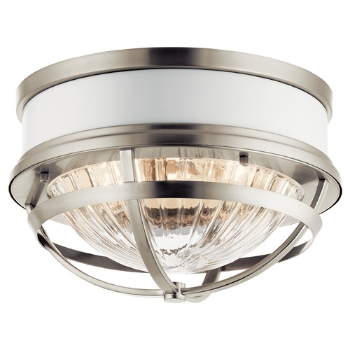 Kichler Lighting Tollis Brushed Nickel and White 2-Light Flush Mount Light by Kichler Lighting 43013NI