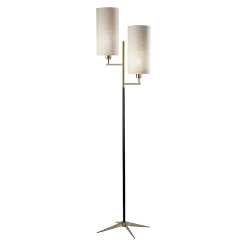 Adesso Home Lighting Adesso Home Davis Antique Brass and Black Floor Lamp with Cylindrical Shade 3474-01