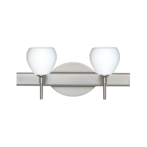 Besa Lighting Modern Bathroom Light White Glass Satin Nickel by Besa Lighting 2SW-560507-SN