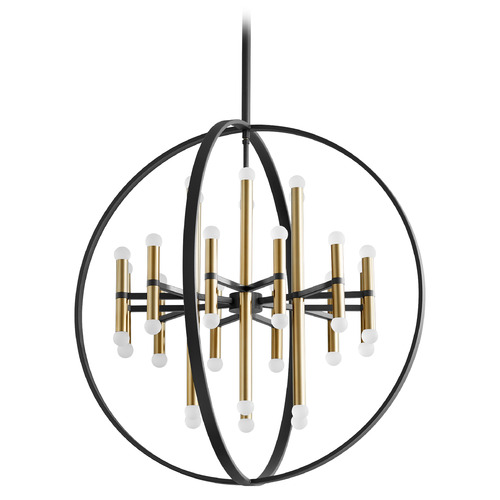 Oxygen Nero 30-Inch LED Orb Chandelier in Black & Brass by Oxygen Lighting 3-685-1540