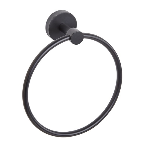 Seattle Hardware Co Seattle Hardware Co Prelude Matte Black 6.875-Inch Towel Ring BHW1-TR-BK