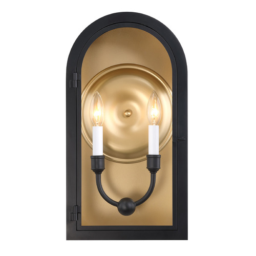 Savoy House Savoy House Lighting Grotto Matte Black with Vintage Gold Outdoor Wall Light 5-411-331