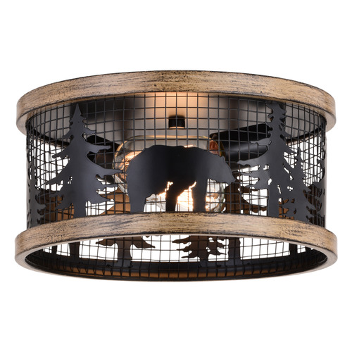 Vaxcel Lighting Vaxcel Lighting Kodiak Black & Burnished Teak Flushmount Light C0262