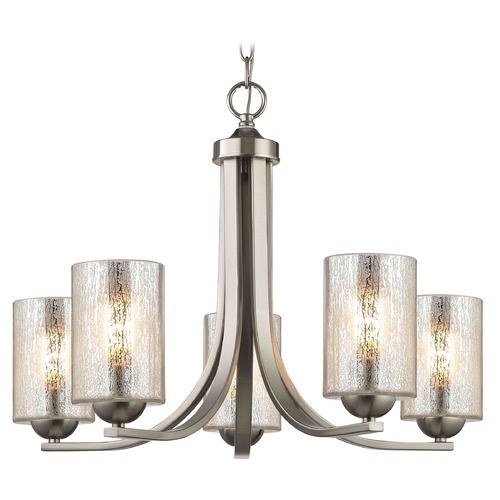Design Classics Lighting Dalton 5-Light Chandelier in Satin Nickel with Mercury Cylinder Glass 584-09 GL1039C