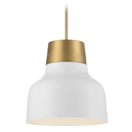 Meridian 17-Inch Pendant in White & Natural Brass by Meridian M70115WHNB