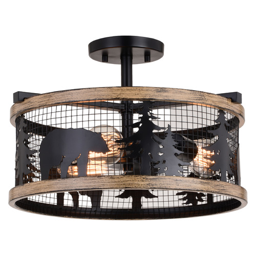 Vaxcel Lighting Vaxcel Lighting Kodiak Black & Burnished Teak Semi-Flushmount Light C0263